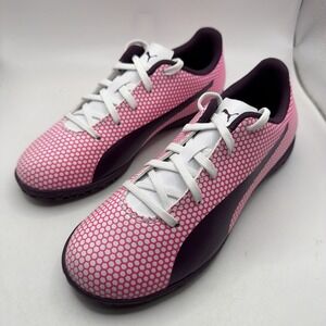 Puma Spirit FG Jr 104493 09 Soccer Cleat, Big Kid's Size 5C, Pink NEW